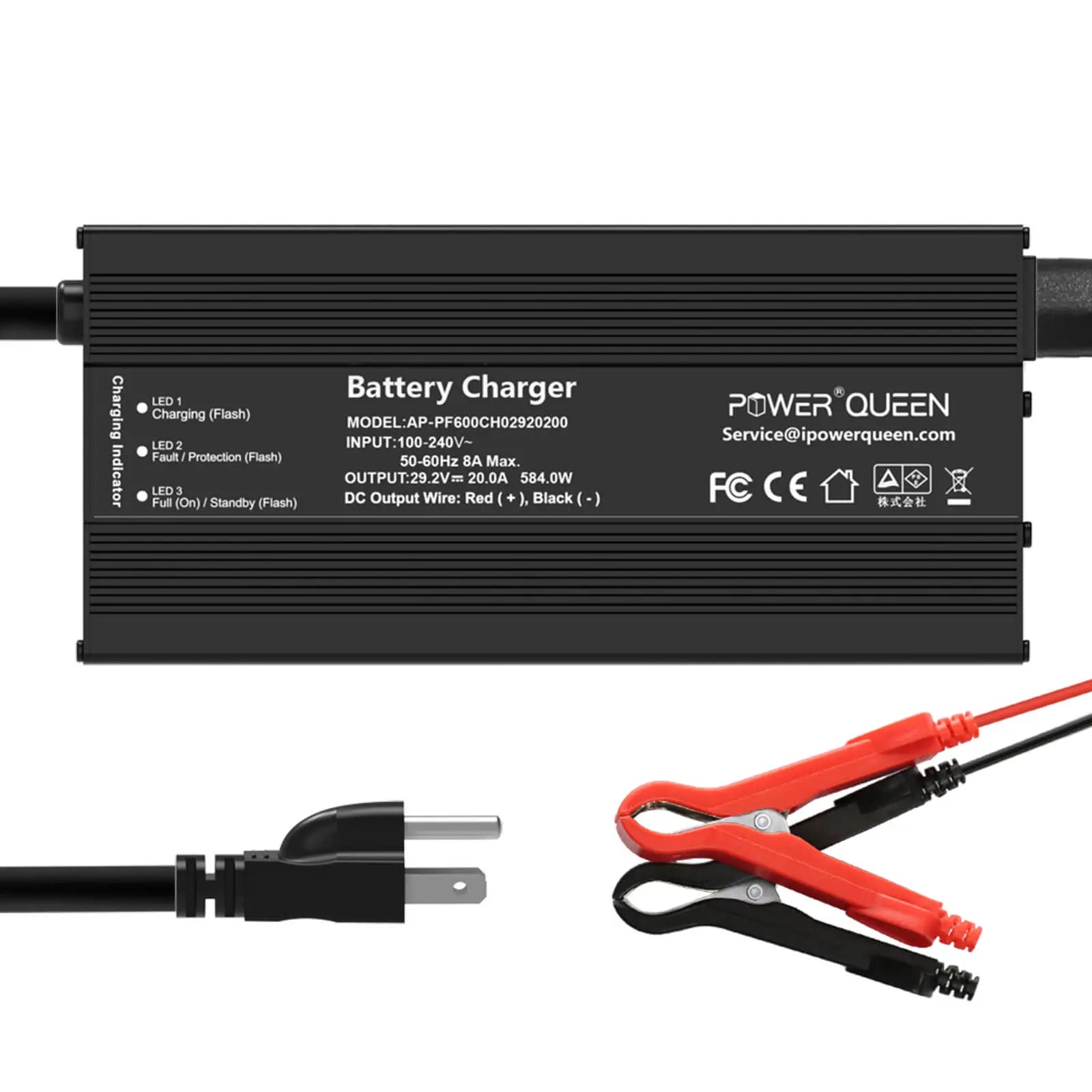 POWER QUEEN 29.2V 20Amp Lithium LiFePO4 Battery Charger Power Queen