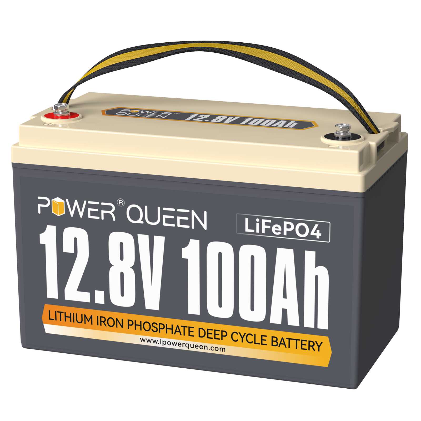 Power Queen 12.8V 100Ah LiFePO4 Battery, Built-in 100A BMS Power Queen