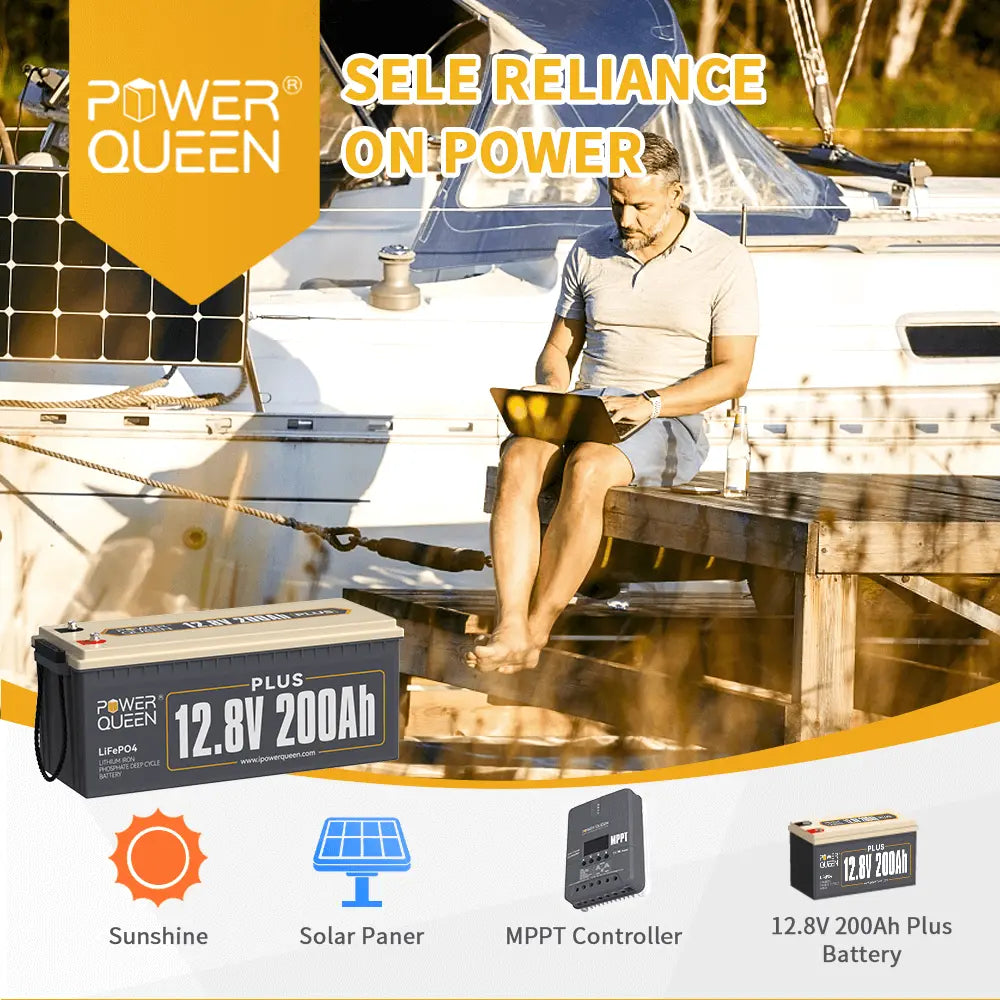 【Only ￡639】Power Queen 12V 200Ah PLUS LiFePO4 Battery, Built-in 200A BMS