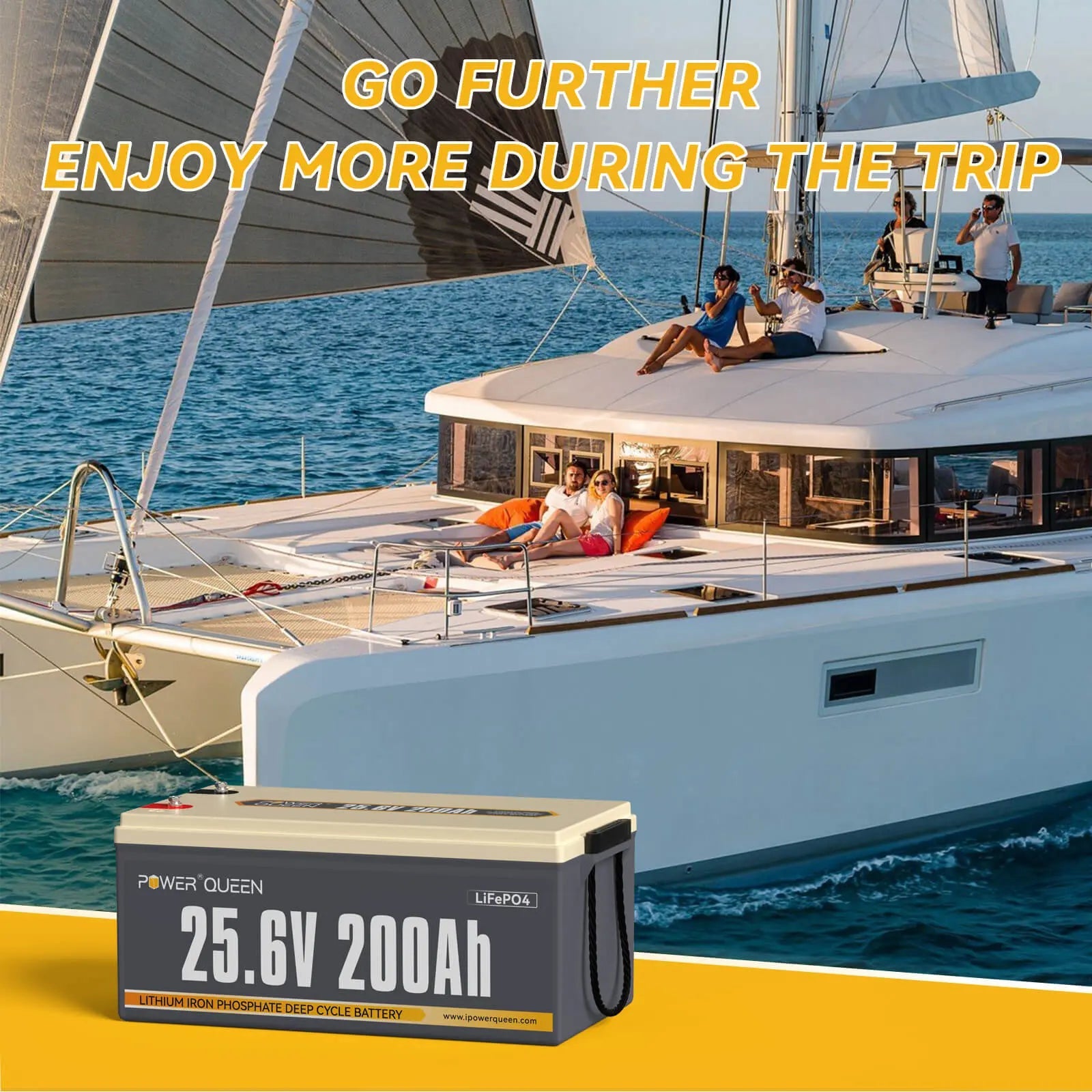 Power Queen 25.6V 200Ah LiFePO4 Battery, Built-in 200A BMS [Code: OFF100] Power Queen